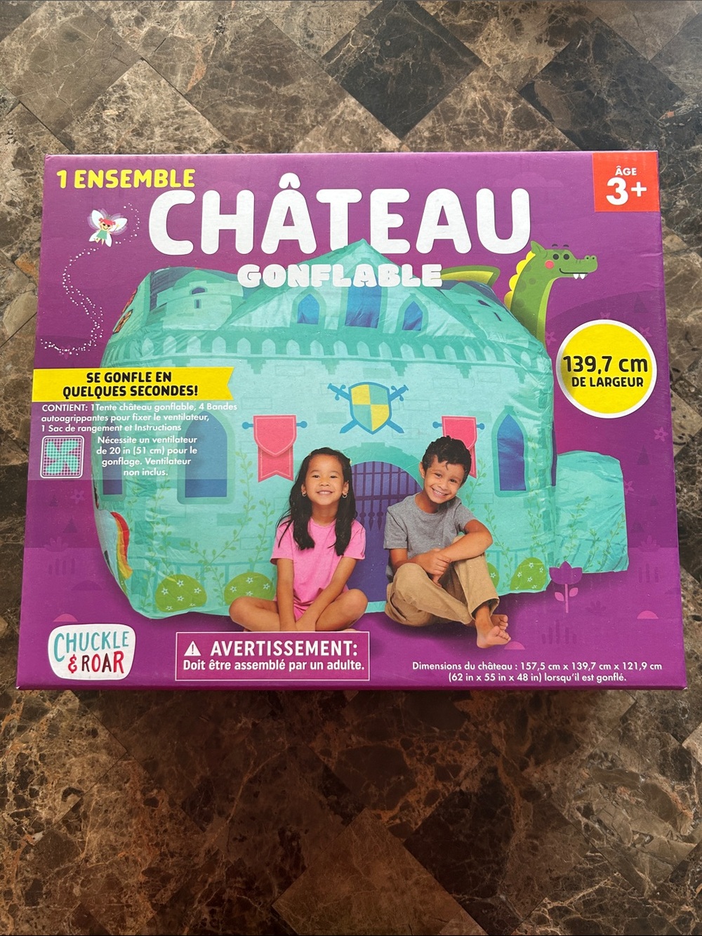 NWT 🆕 Inflatable Castle Tent Playhouse with Storage Bag - 62x55x48 in